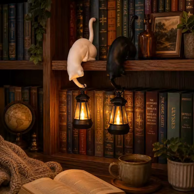 GATO CON FAROL COLGANTE PARA REPISA