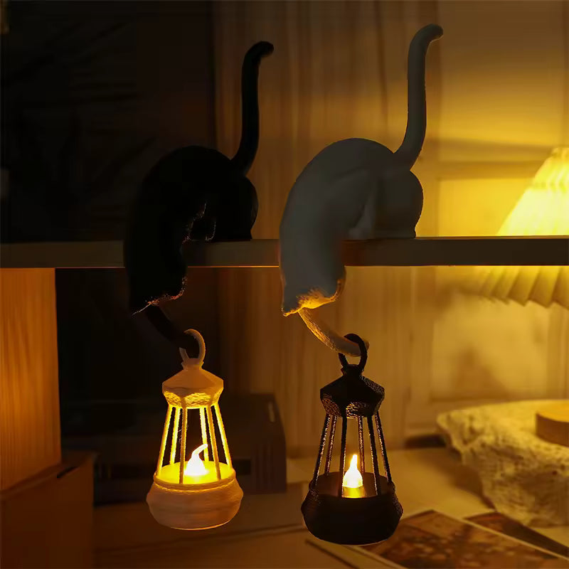GATO CON FAROL COLGANTE PARA REPISA